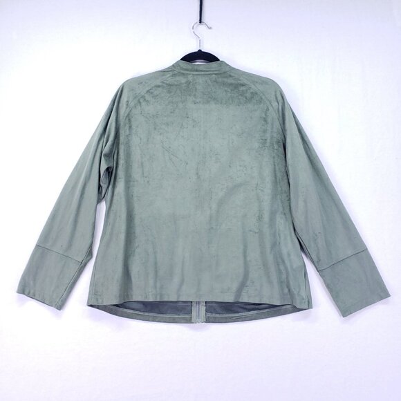 Susan Bristol Sage Green Suede 2 Piece Lounge Set Sweater Wide Leg Pants Size XL - Picture 8 of 16